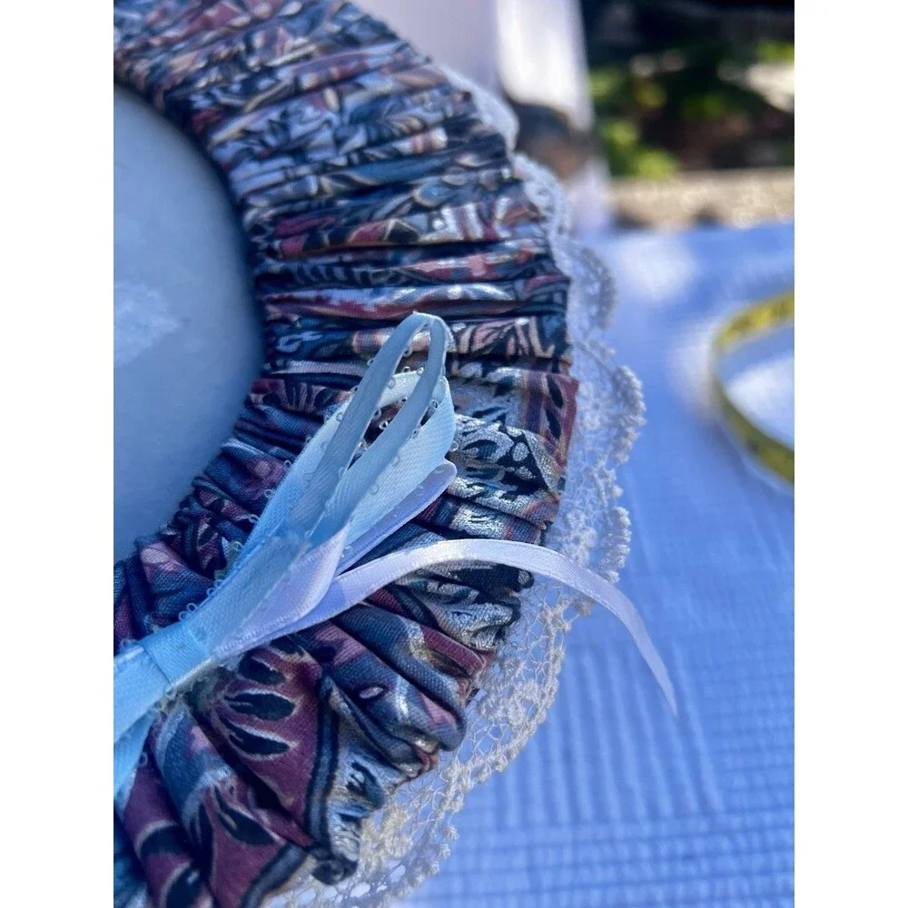 Handmade Paisley Fabric Photo Frame Lace Trim 11x9 Cottagecore Picture Holder